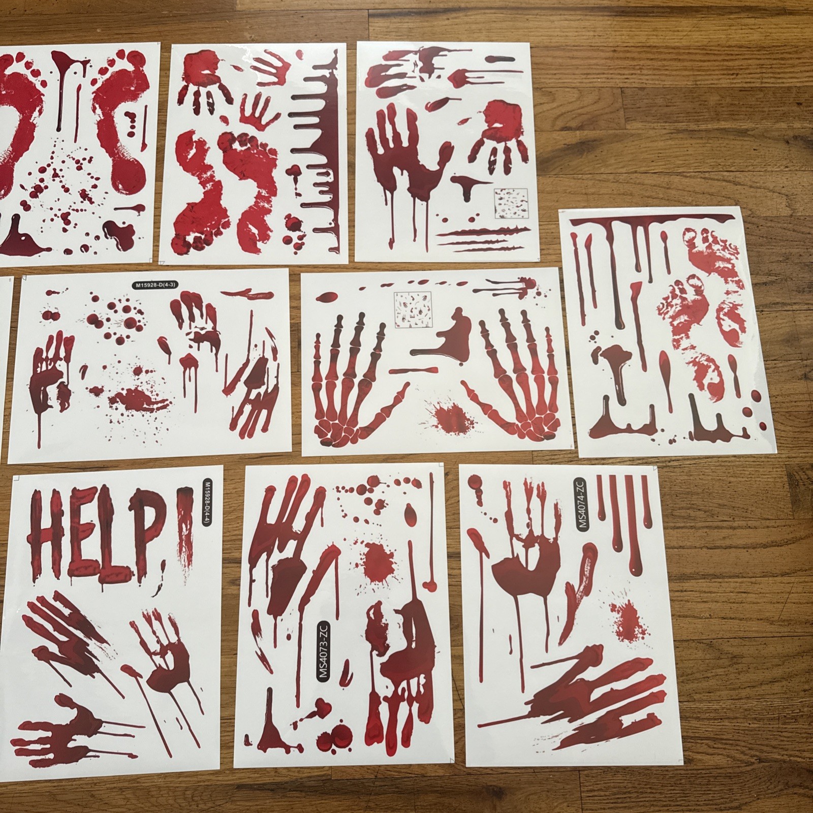 12 sheets of Bloody Handprint Footprint Window Stickers Wall Stickers /Halloween