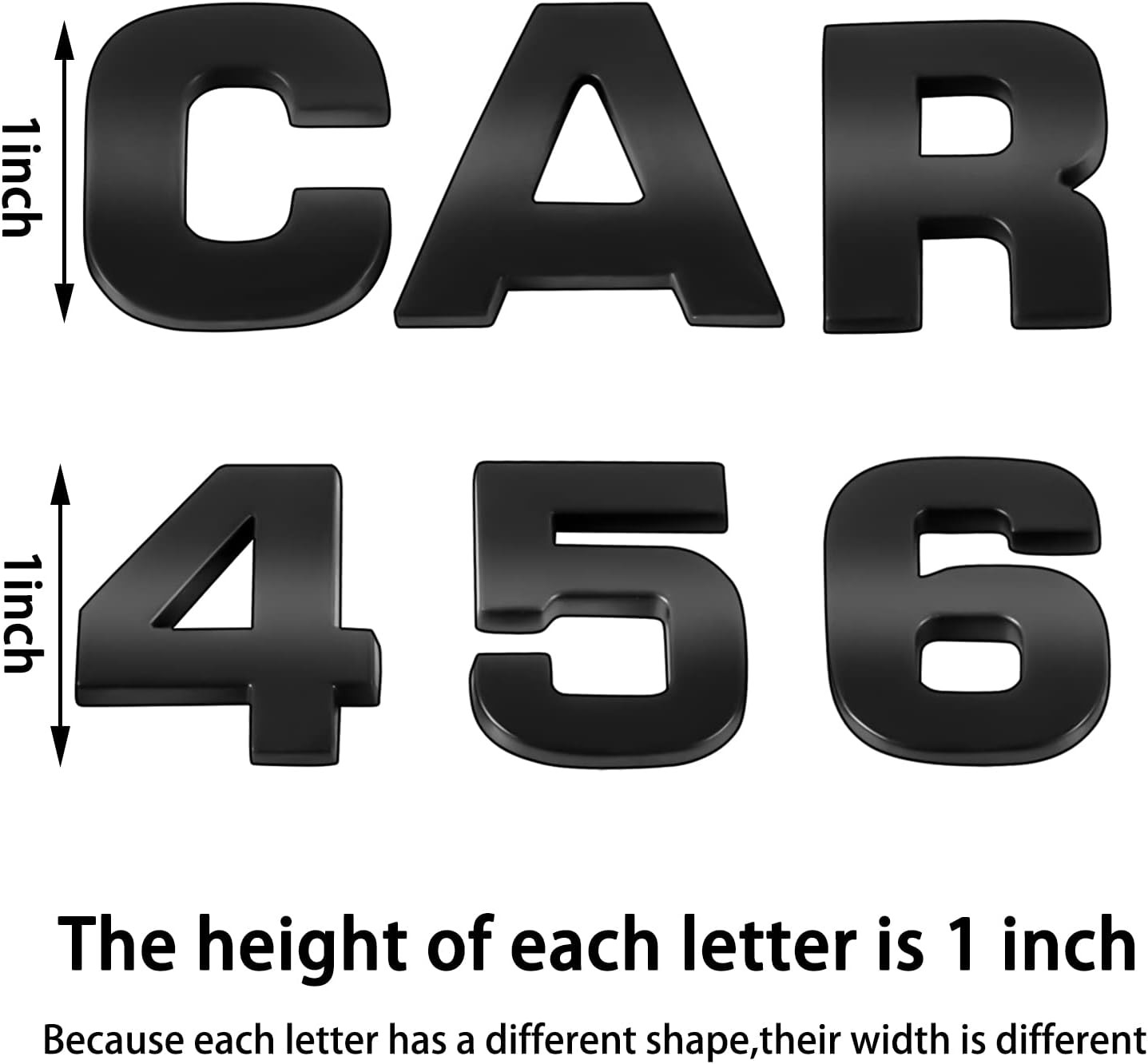 43PCS 3D Chrome Car Emblem Letters Number Symbol Badge Sticker DIY Black