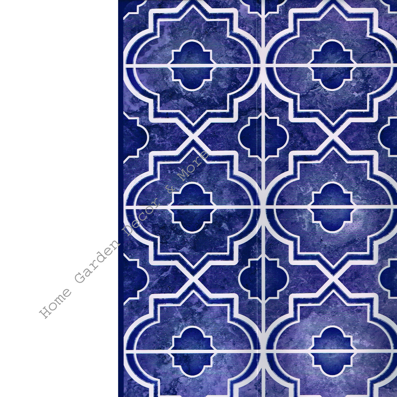 Blue Marble Quatrefoil Tile Foil Backsplash Wall Art Decal 29.5" Peel Stick