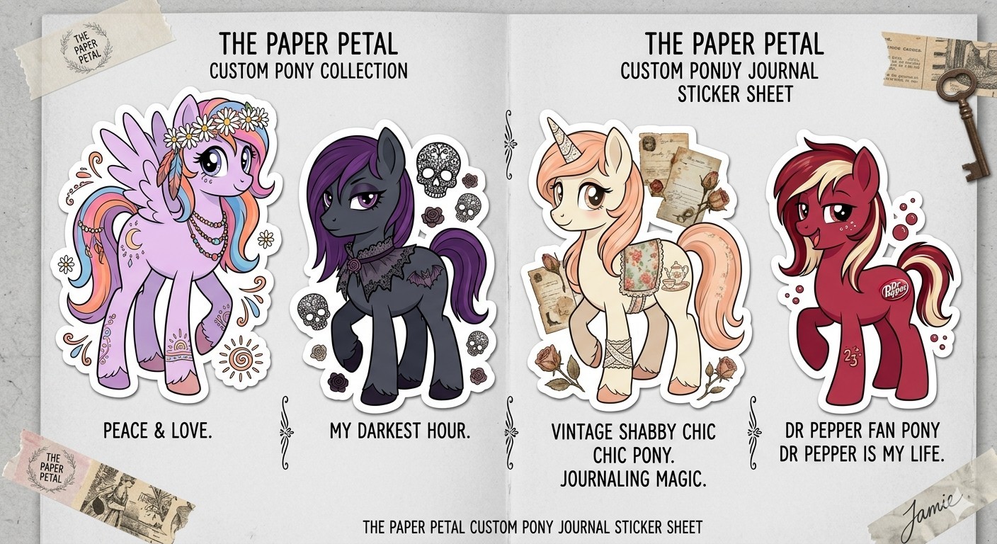 4 Pcs My Little Pony Decal Stickers Phone Laptop Journal Etc