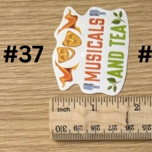 Musicals and Tea Theater Sticker 1.75 x 2 in Musical Lover Broadway Theatre Deco