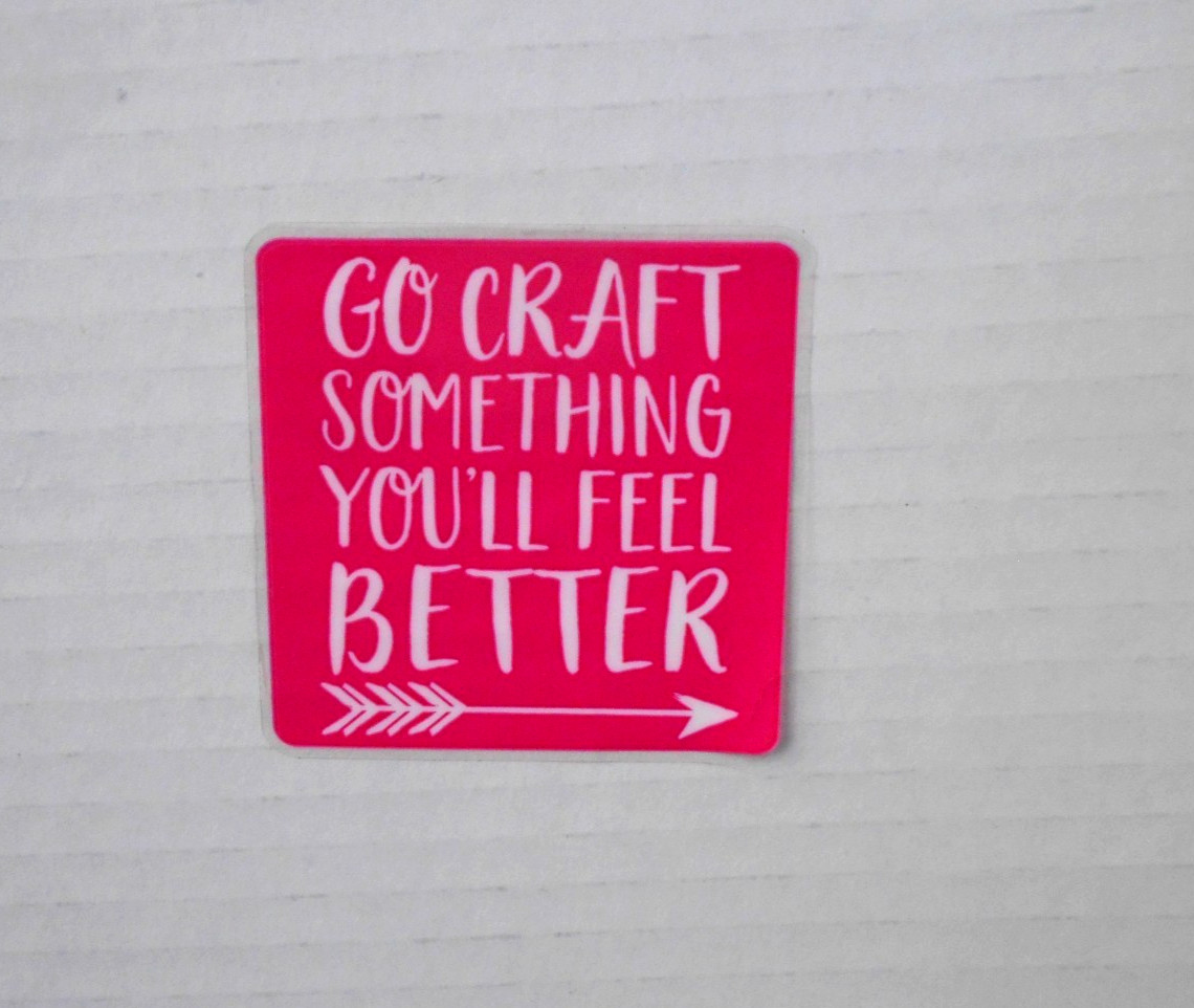 Inkadinkado " Go Craft Sometthing " Vinyl Decal Pink and White New Lot of 12