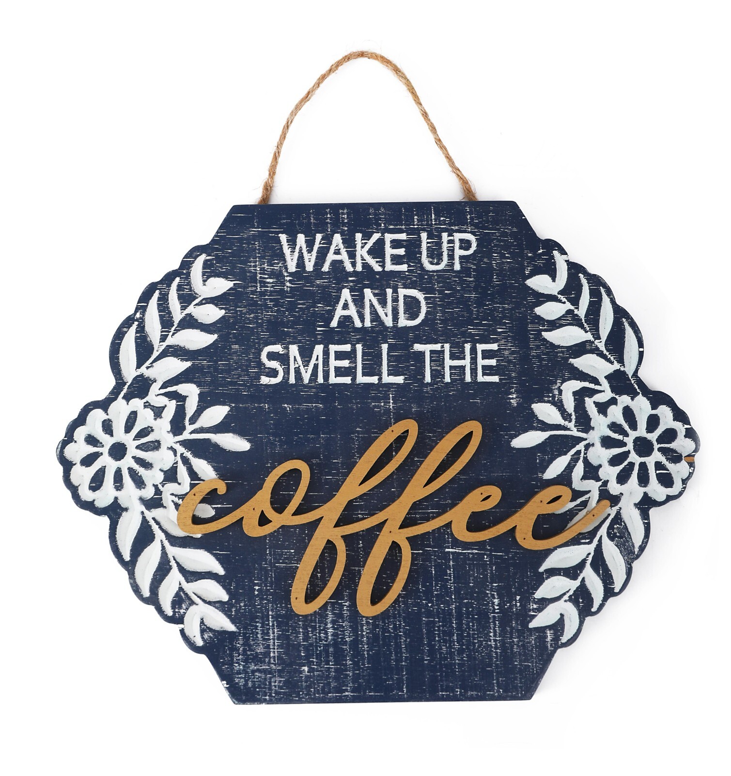 Rustic Wood Coffee Signs Decor for Coffee Bar, Hanging Wall Sign with Rope