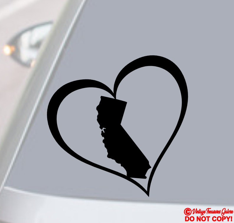 CALIFORNIA HEART Vinyl Decal Sticker Car Window Bumper Love Cali Golden State