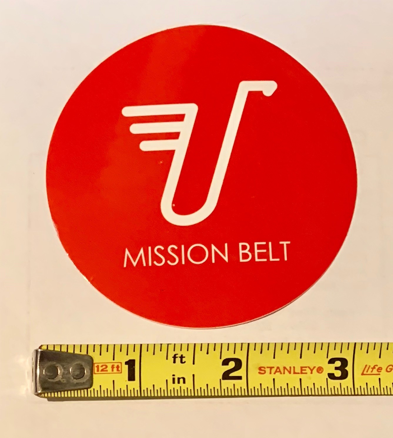 Mission Belt Company Sticker Round Co Mens White Red Logo Women Rare Brown Black