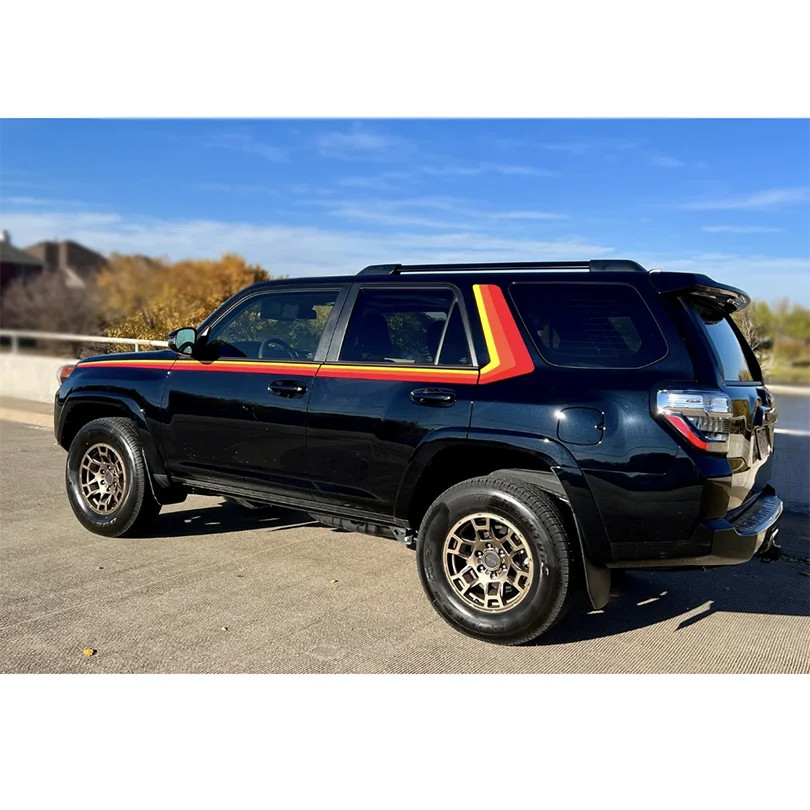 Aftermarket Retro Tri-Color Red & Orange Stripe Decal for Toyota 4Runner | Full