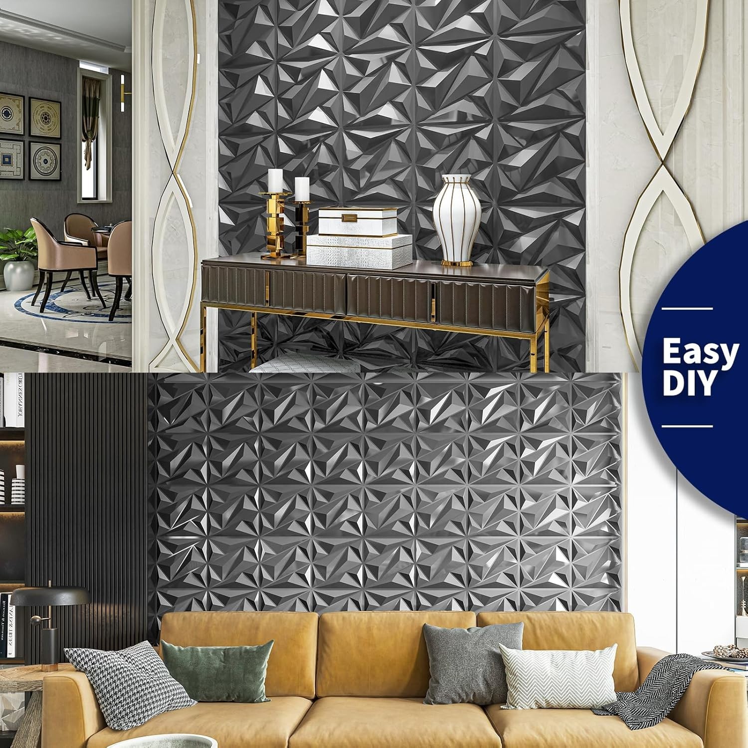 Transform Your Walls with 33 Silver 3D PVC Panels – 32 Sq.Ft. Coverage