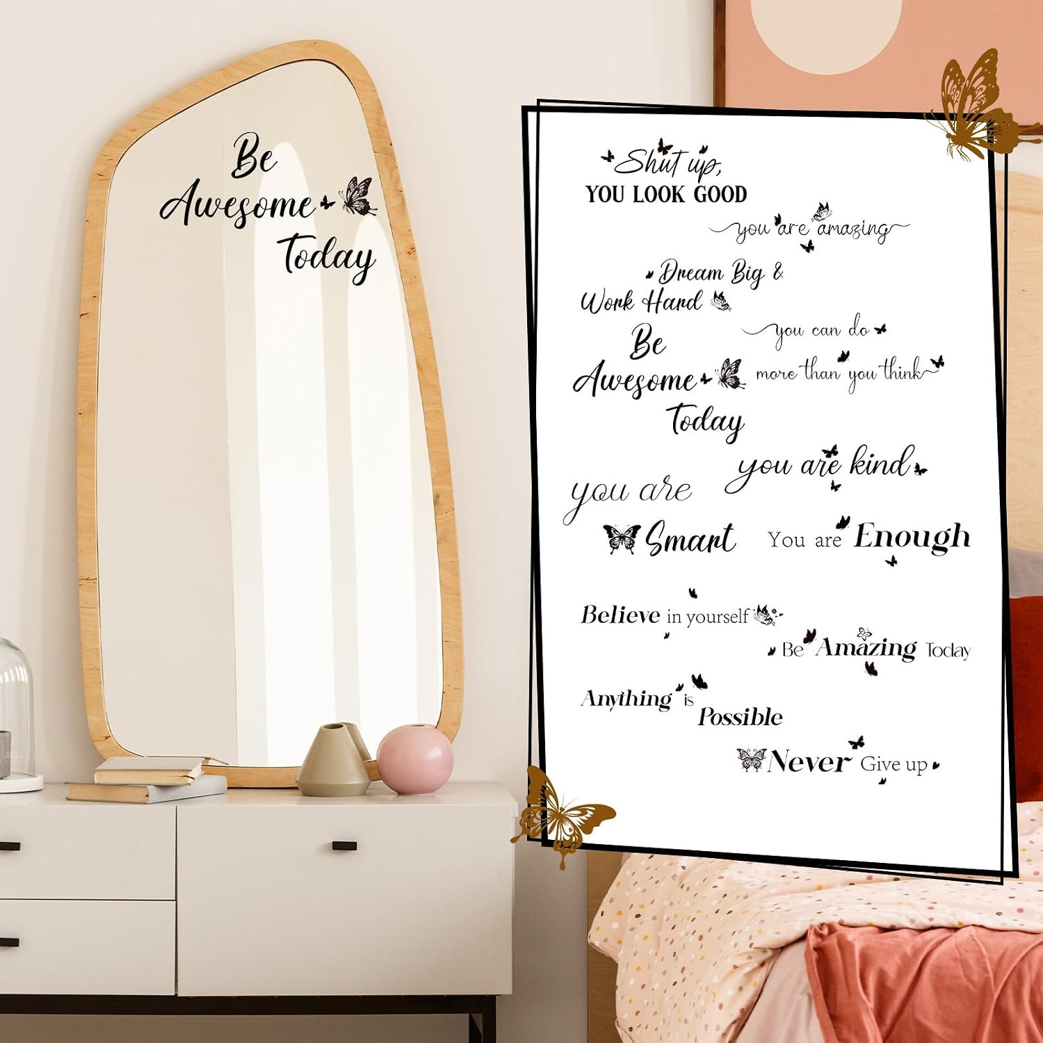 12 Pcs Inspirational Decals for Mirror Affirmation Stickers for Women