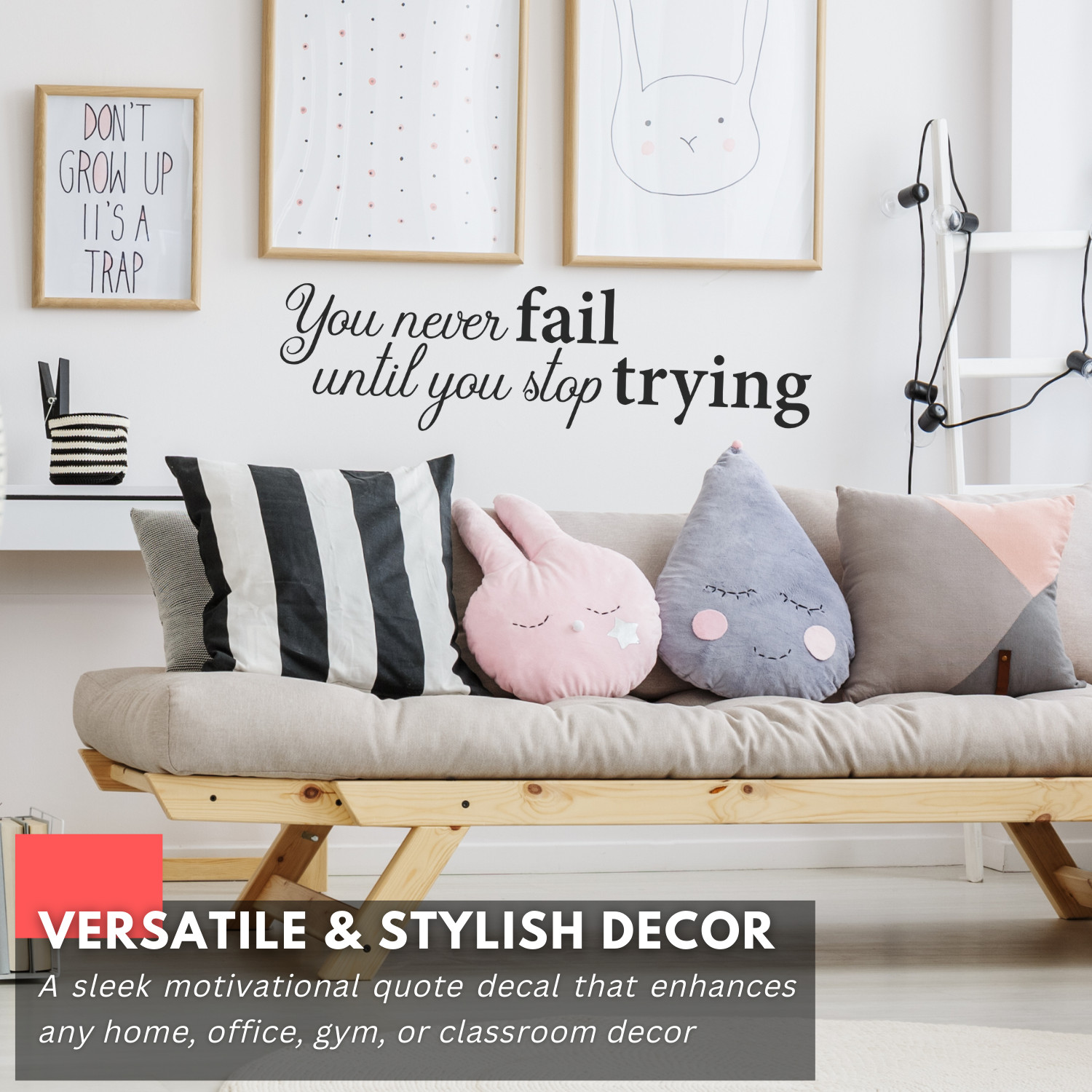 You Never Fail Until Inspirational Motivational Wall Decal Sticker Vinyl Quote