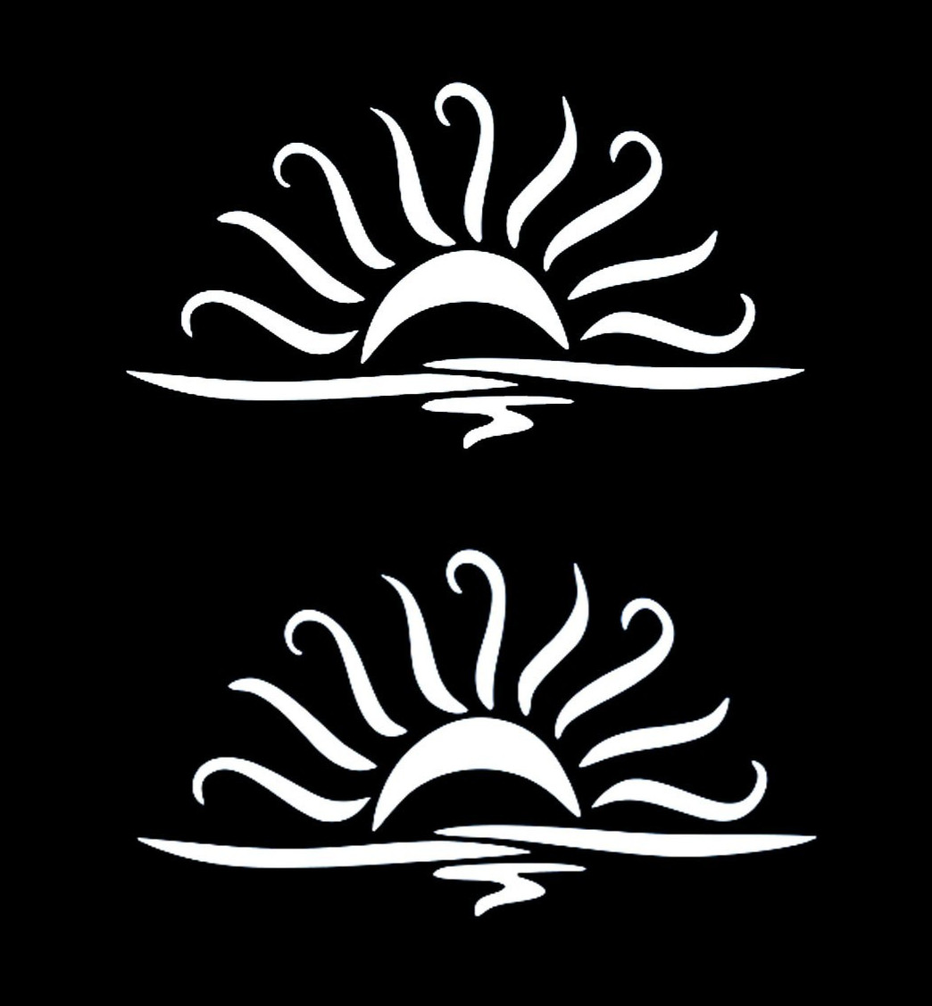 Sunrise Sunset Graphic White or Black Vinyl Decals Vehicle Windows Boat Tumbler