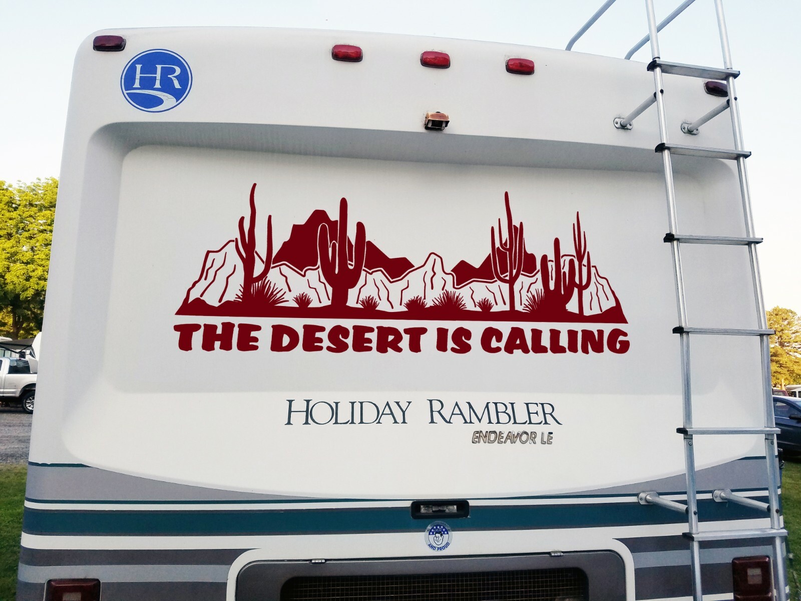 The Desert is Calling Vinyl Decal V2 – Cactus RV Camper Graphics Scene – Die Cut
