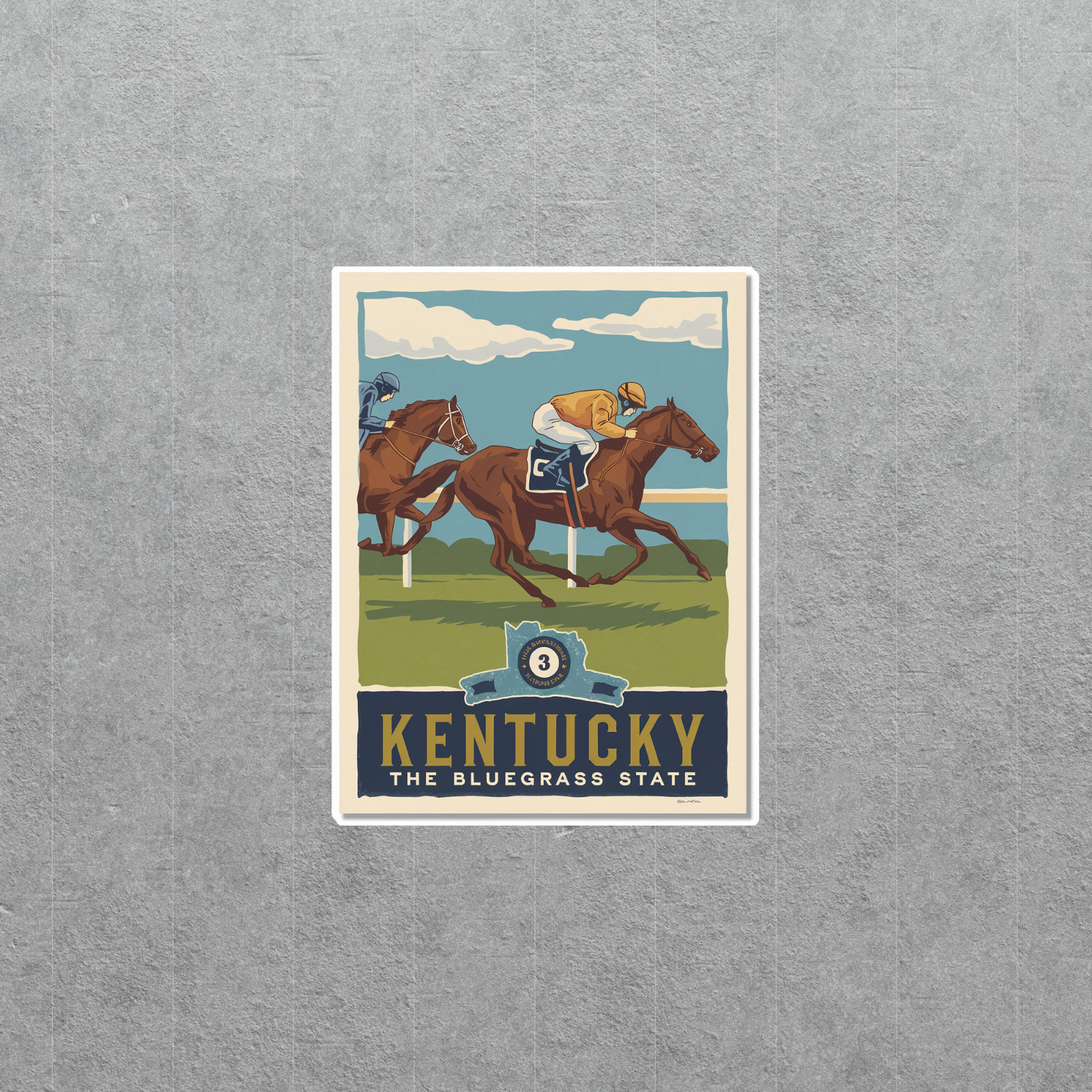 Vintage Kentucky Bluegrass State Horse Racing Travel sticker Sticker #3403