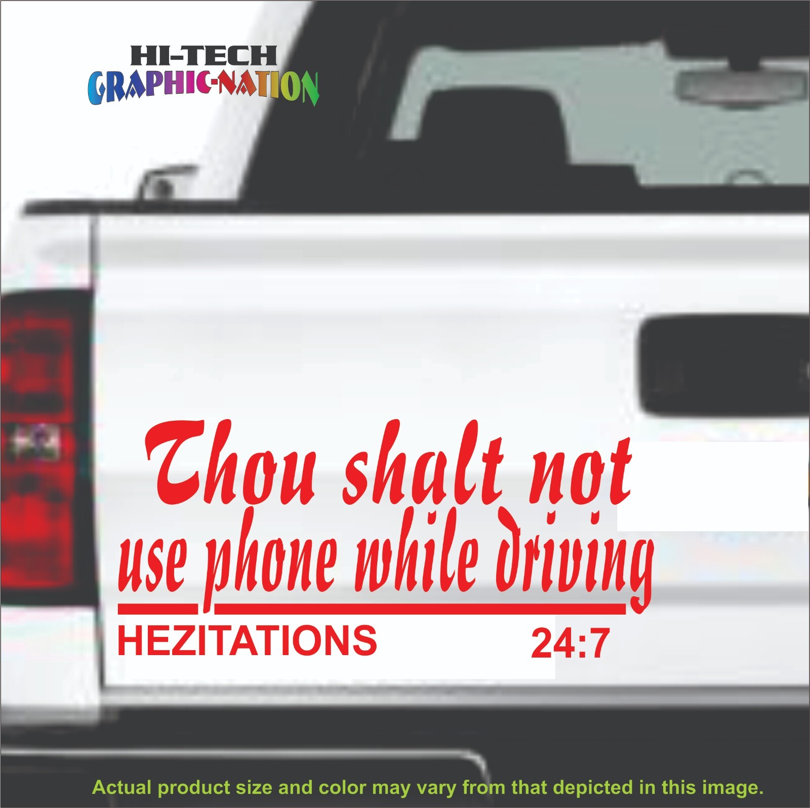 THOU SHALT NOT USE PHONE WHILE DRIVING Vinyl Decal Humor Hezitations 24:7