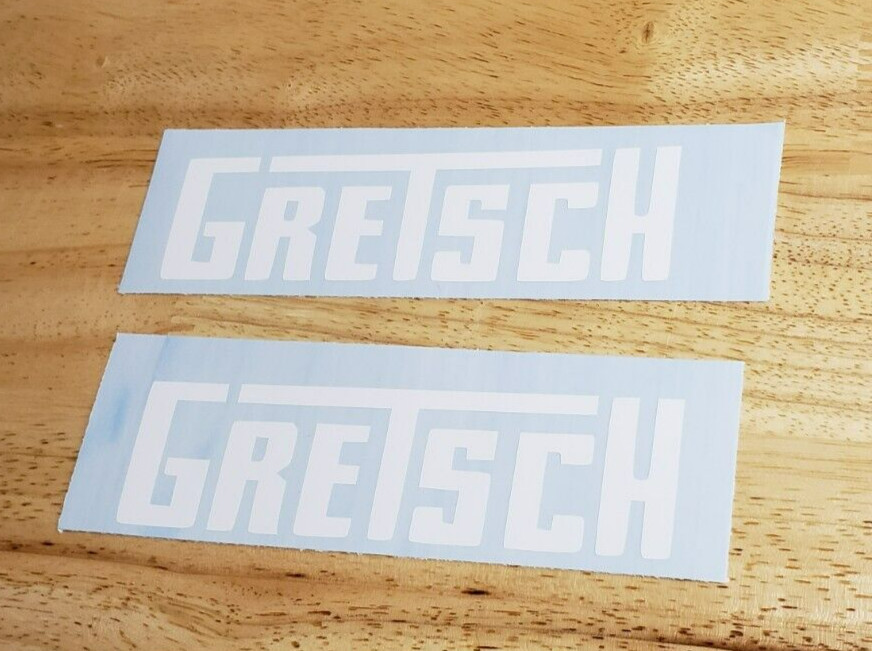GRETSCH Decals Stickers Gloss WHITE 11" (2) Fast USA