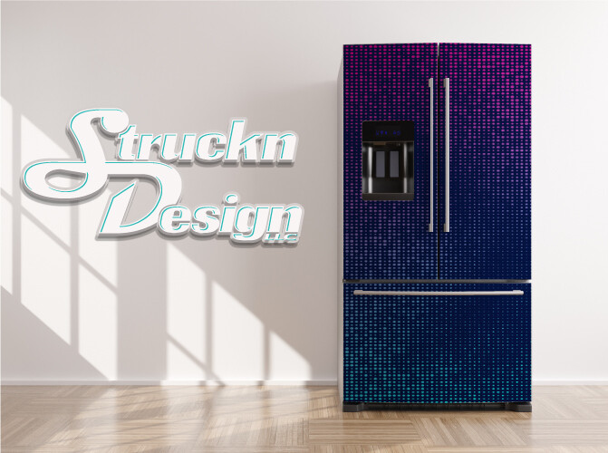 Pink Blue Teal Retro Dots Circle Fridge Freezer Wrap Side Door Vinyl Decal