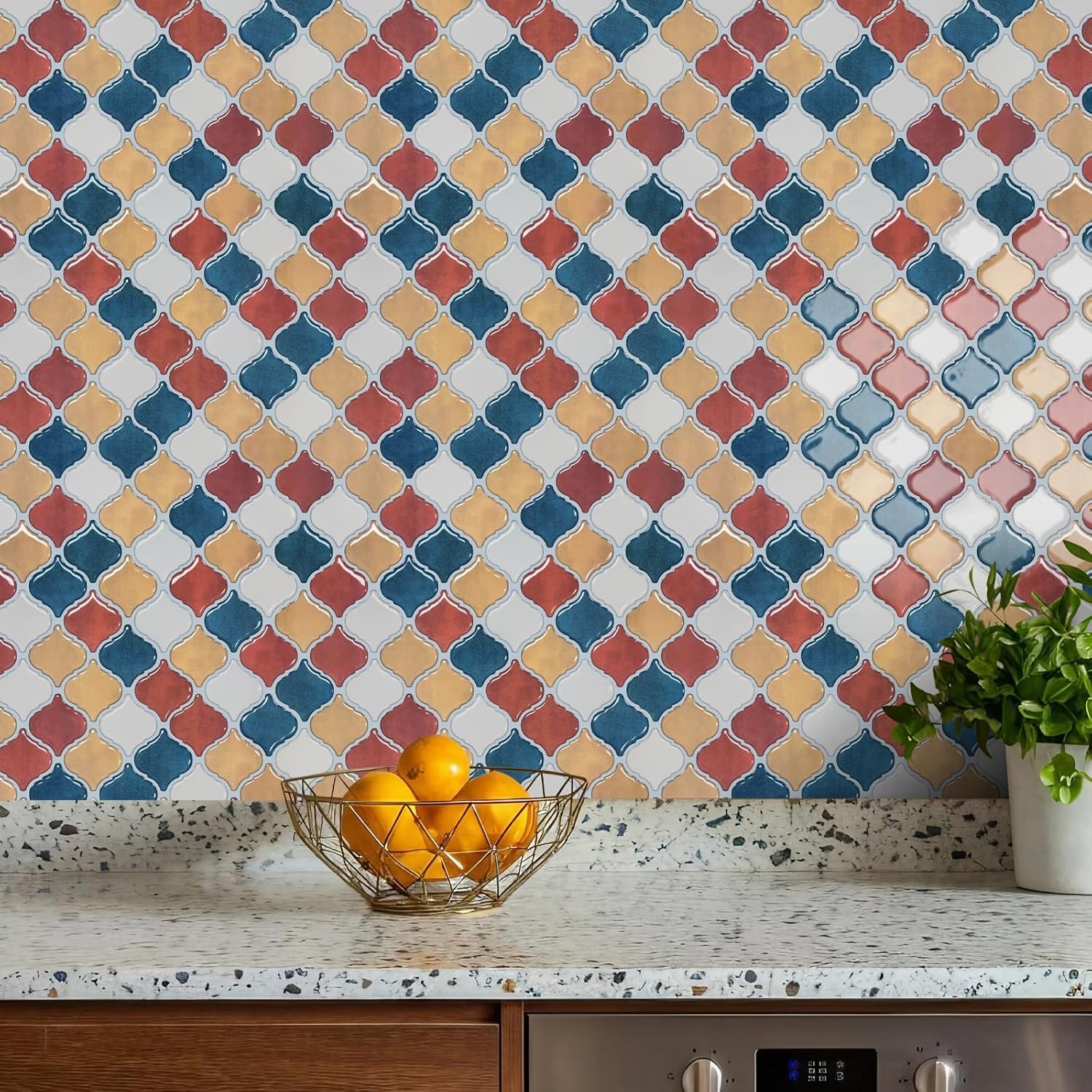 Arabesque Peel Stick Backsplash 12×12” Backsplash Tile for Kitchen Self Adhesive