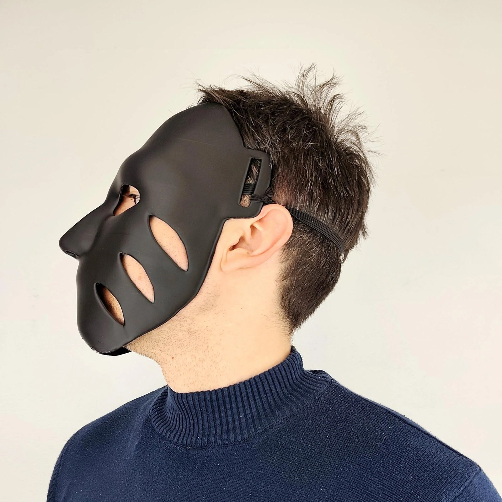 Black 3D Printed Face Mask | Lightweight Cosplay Mask | Horror Costume Mask