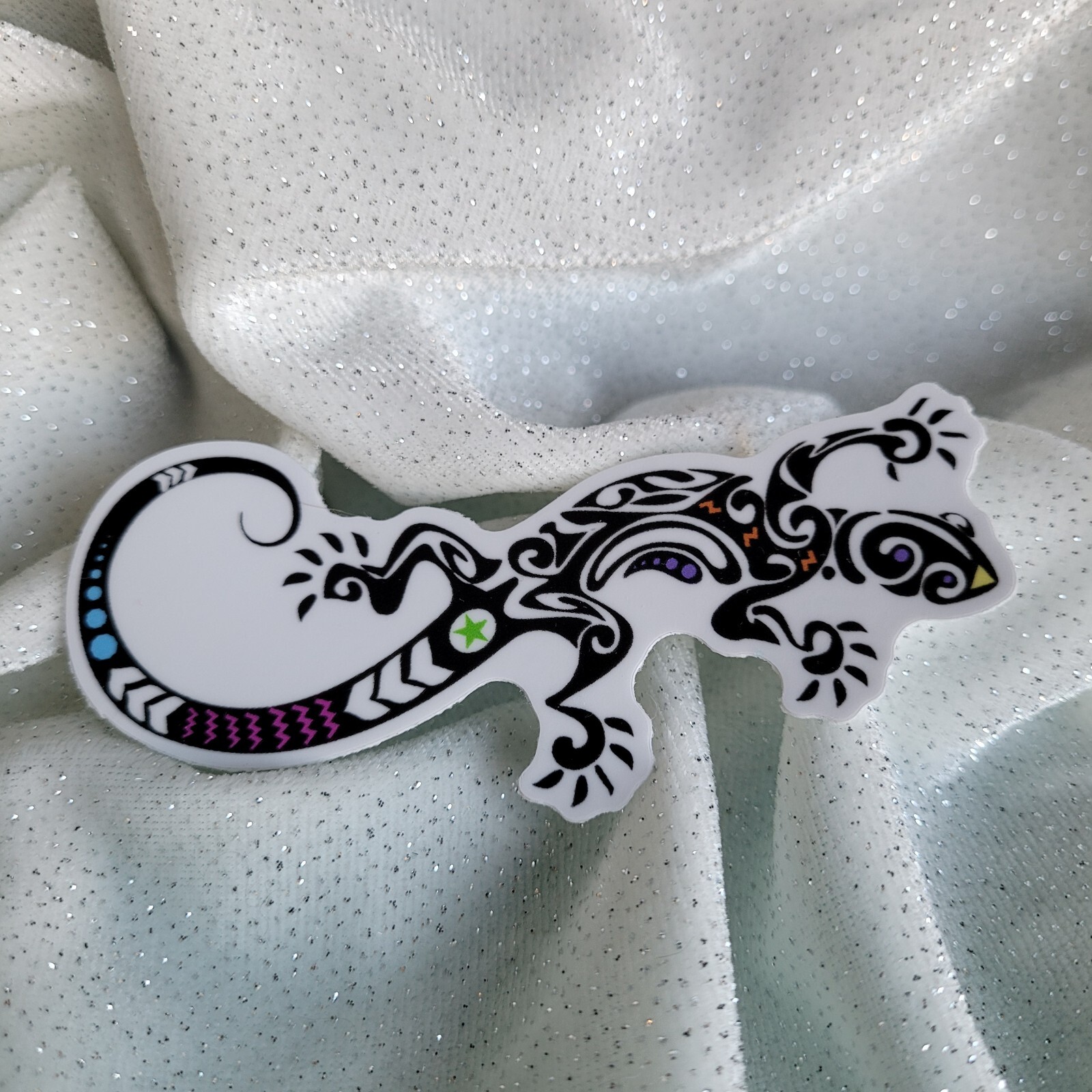 STKR077 BLACK & White LIZARD Color Splash Shaped Sticker Reptile Gecko Chameleon