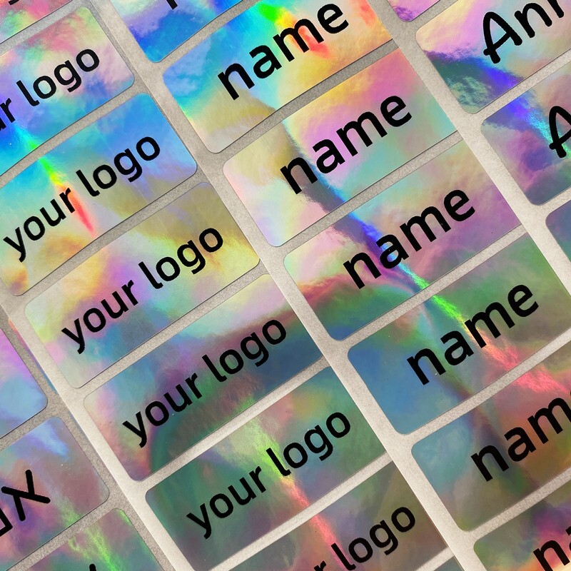 30pcs 1.8×0.7in Holographic Name stickers laser label logo/kid/Manicure/business