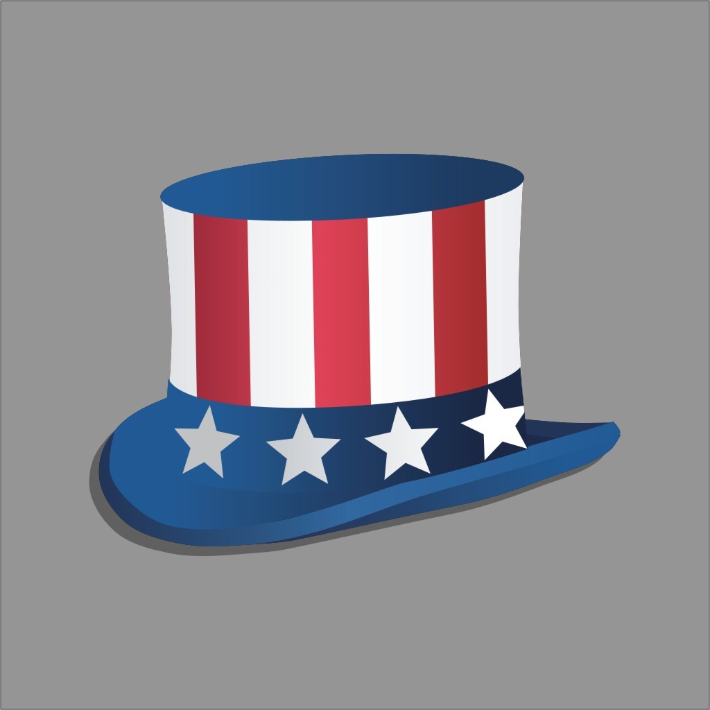 4th of July Hat Patriotic Wall Car Window Vinyl Decal Sticker Graphic