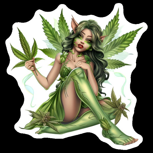 Weed Fairy Weatherproof Vinyl Sticker Stoner Gift Fairy Tale Marijuana 420