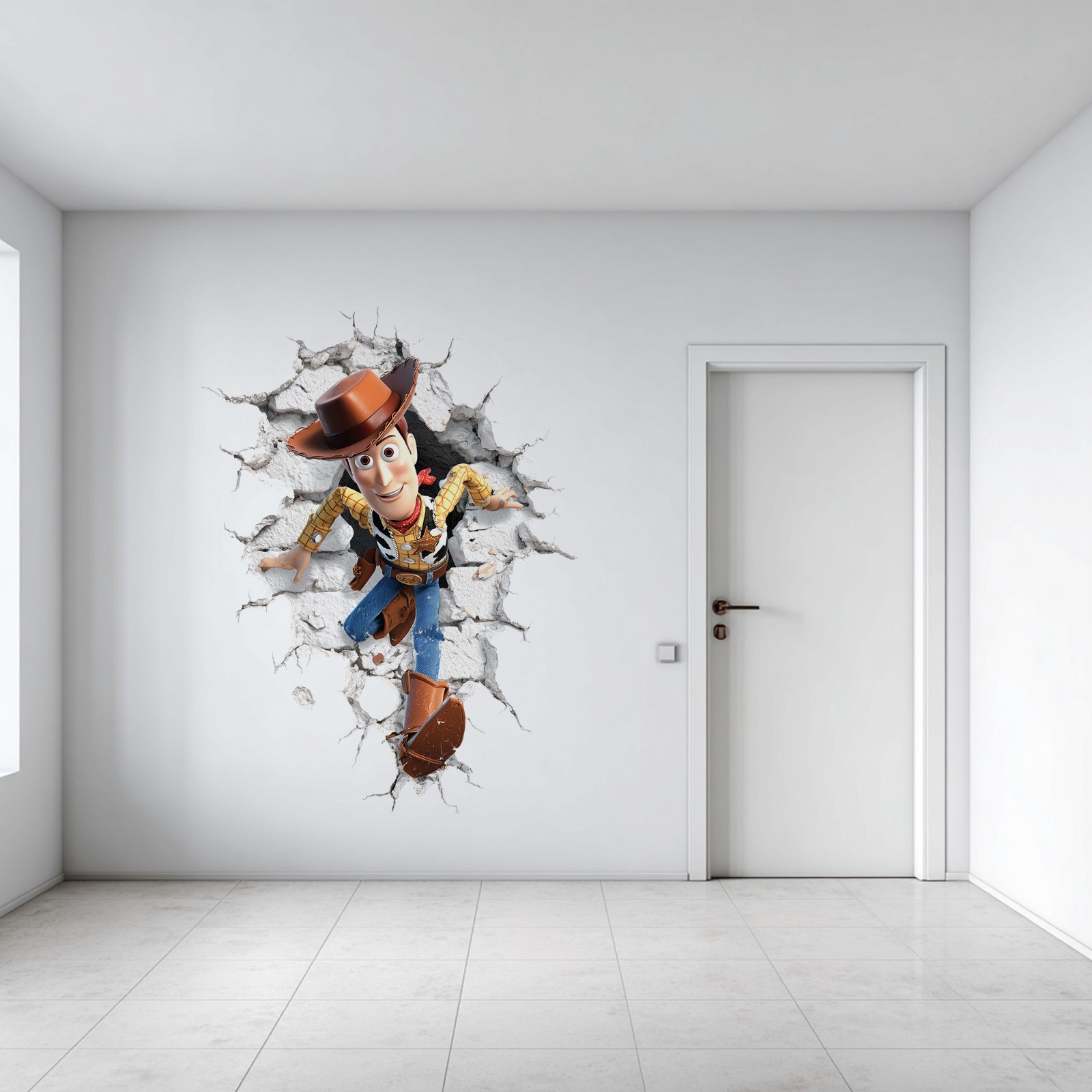 Toy Story Woody Wall Cracked Smashed High Quality Vinyl Glossy DIY Sticker Wall