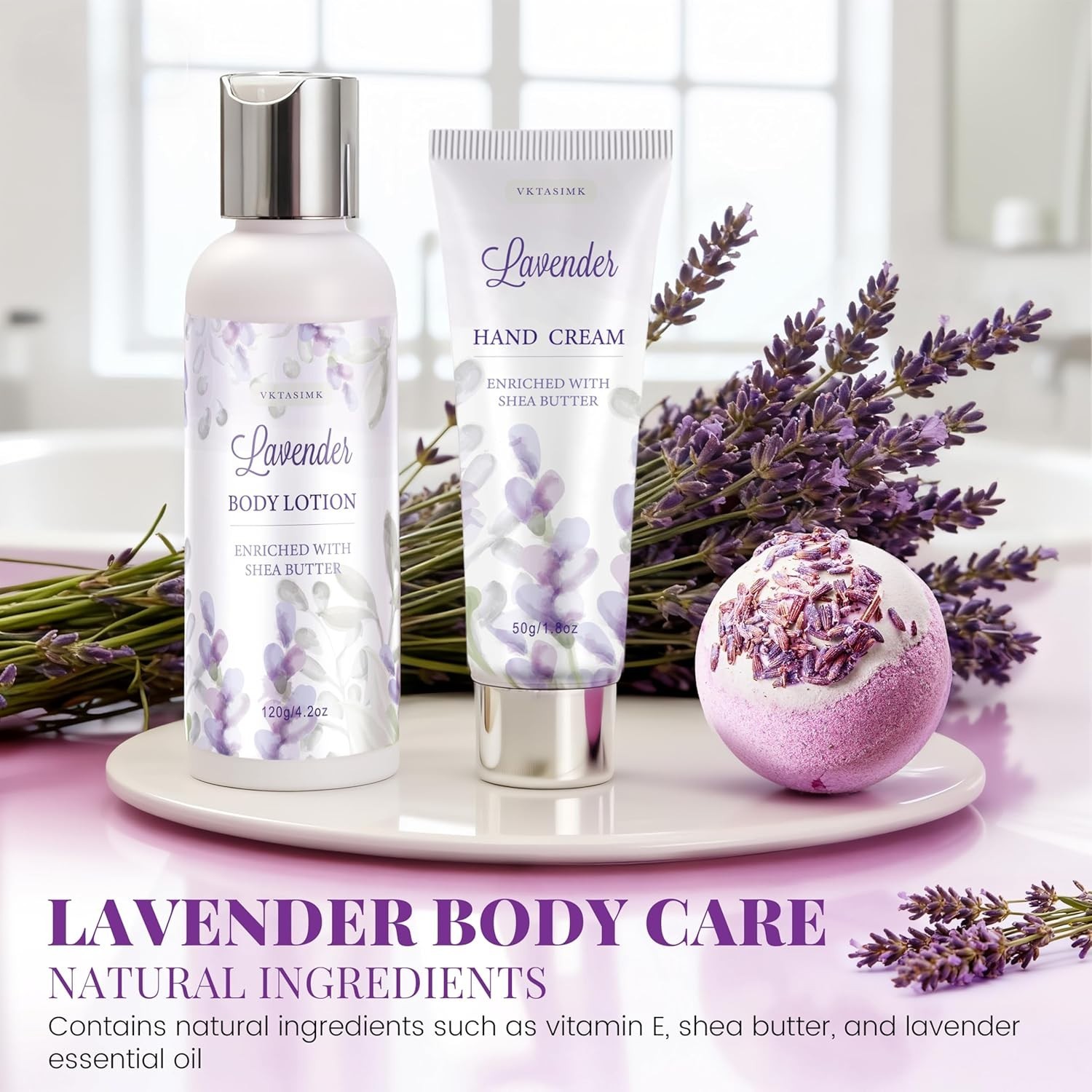 Gifts for Women, Lavender Bath and Body Gift Basket Relaxing Spa Self Care Gi…