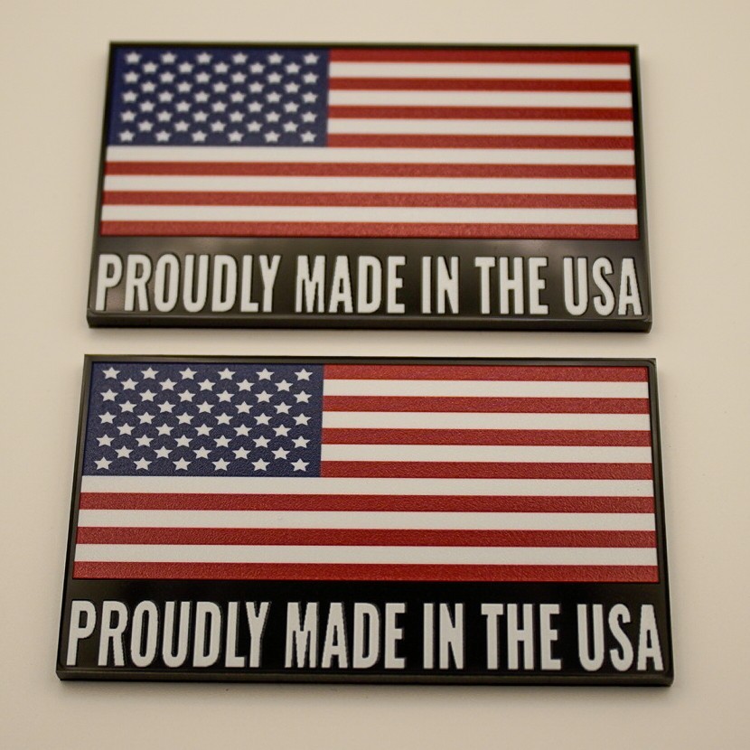 Made In The USA 3D Acrylic Emblem Badge American Flag Toolbox Garage Fenders 2PC