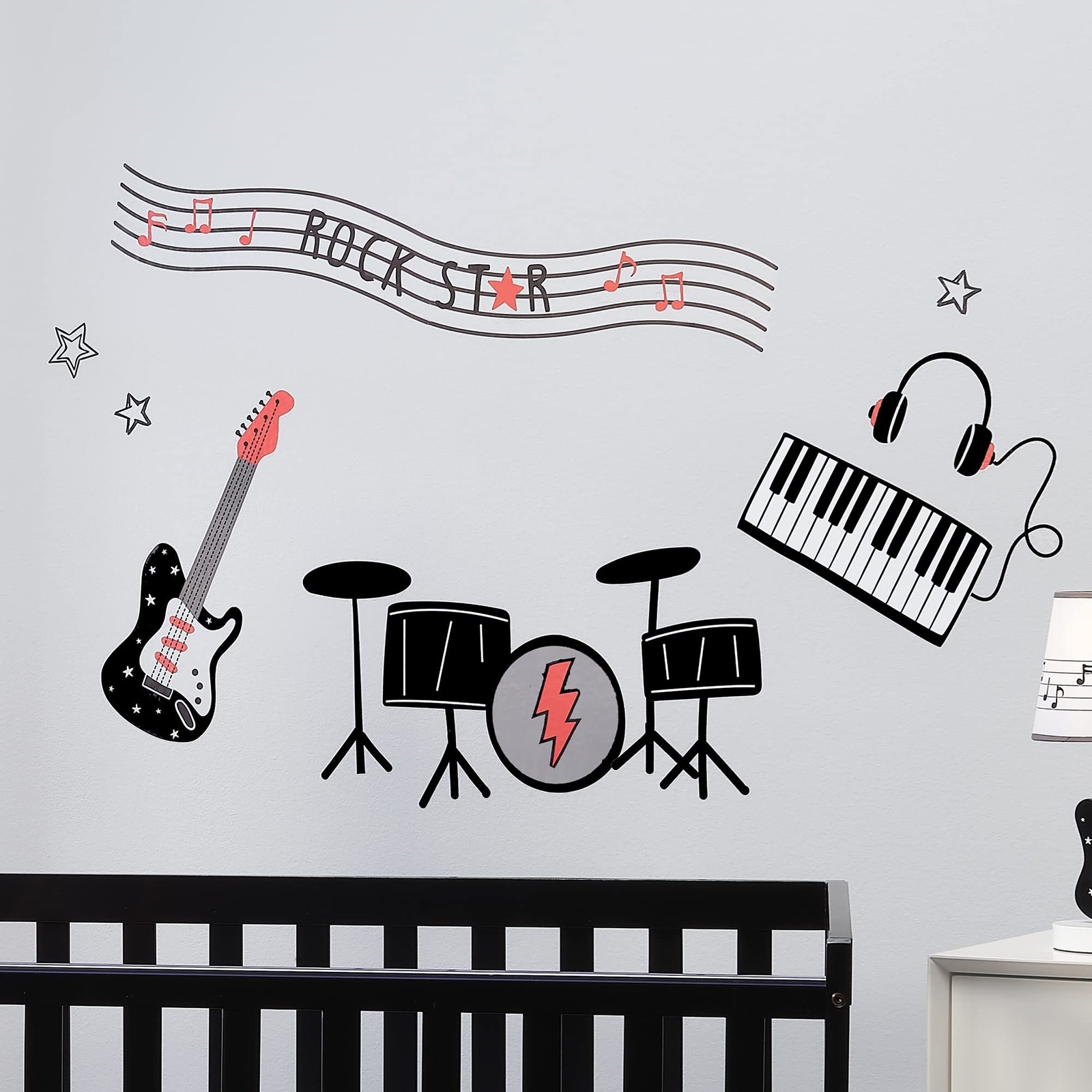 Rock Star Musical Instruments Wall Decals/Stickers – Drums/Guitar