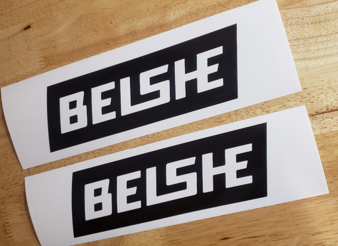 belshe trailer Decals STICKERS replacement (2) 8×2.5" gloss BLACK USA fast
