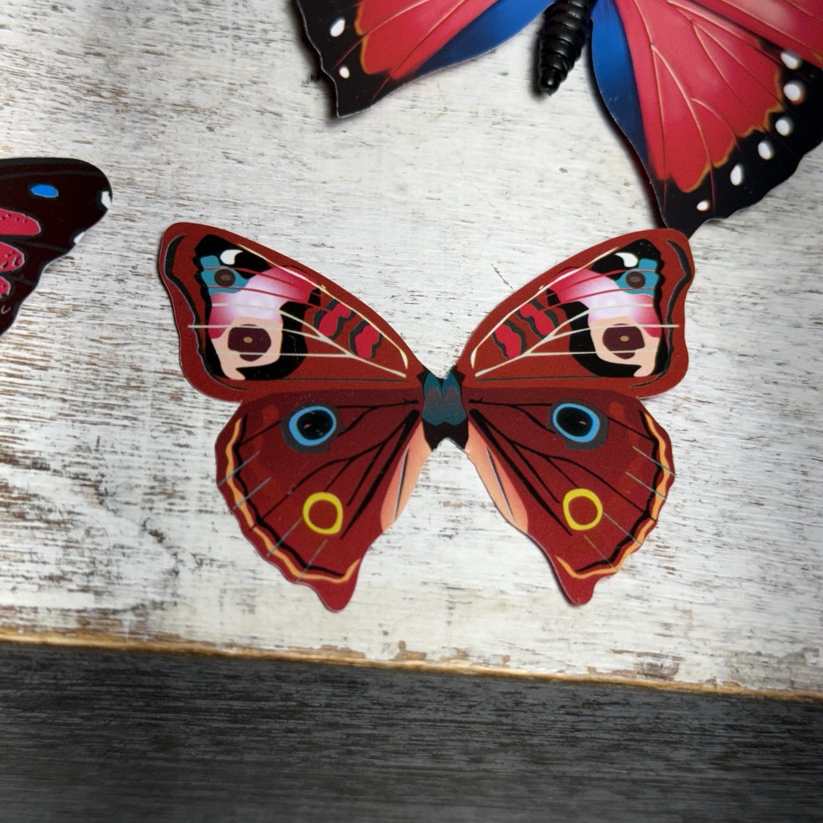 Lot of 12 3D Realistic Butterfly Wall Stickers Different Sizes, Shapes RED New