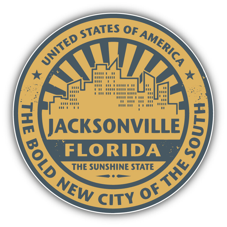 Jacksonville Florida Usa Grunge Rubber Travel Stamp Car Bumper Sticker Decal