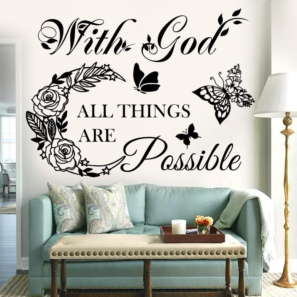 Inspirational God Things Are Possible Vinyl Wall Sticker Peel and Stick Quote Bi