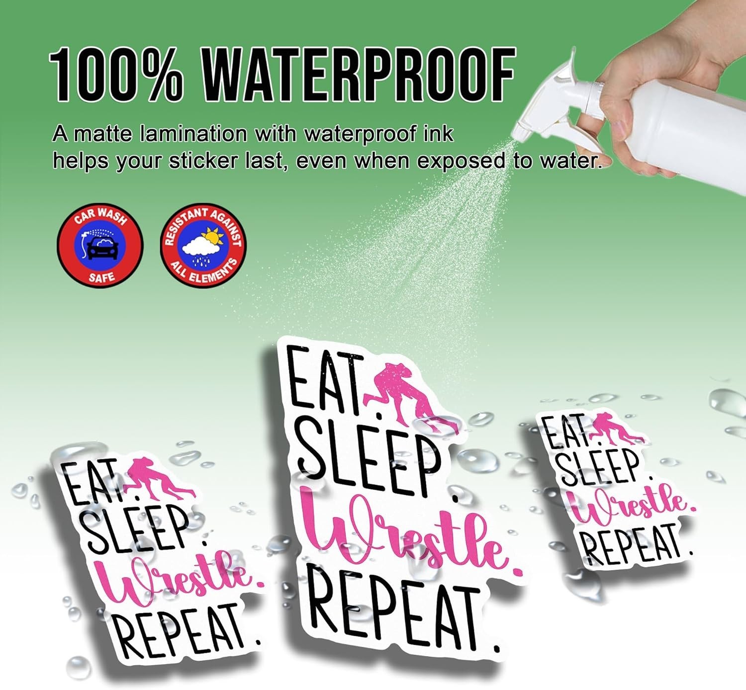 Wrestling Girl Sticker, Eat Sleep Wrestle Repeat, Cool Wrestler Decal Size 3"