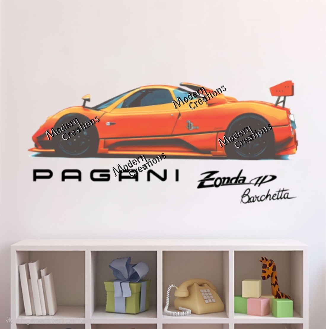 Pagani Supercar Wall Sticker Removable Racing Car Vinyl Sticker for Boys Bedroom