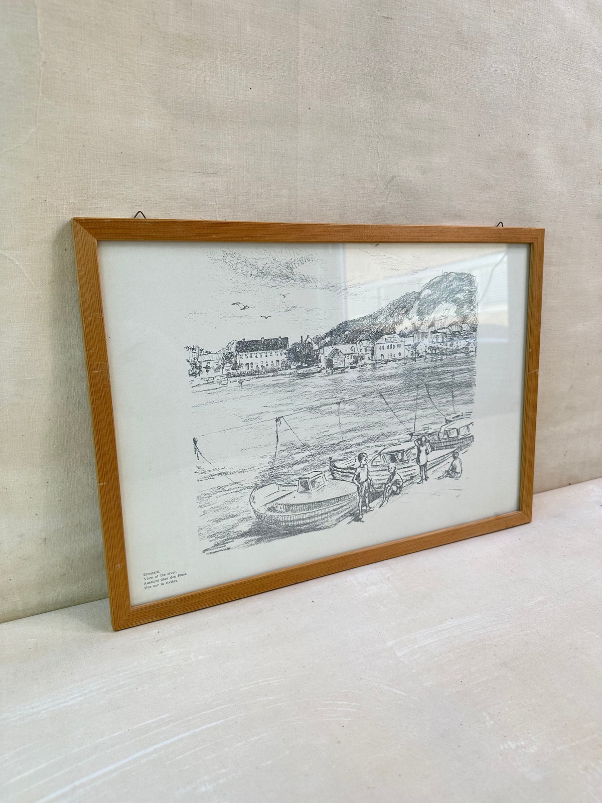 1970's Motif View of the River – Beautiful Art Print for Wall Hanging