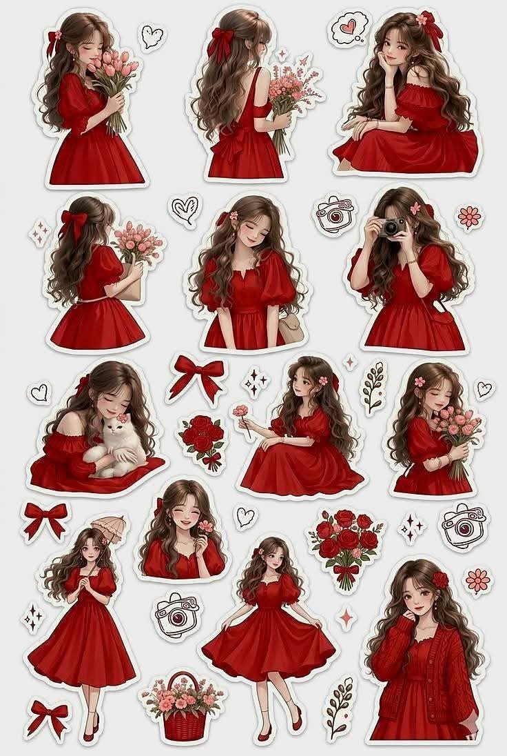 Rosie Red Sticker Sheet Decals Phone Laptop Journal Etc