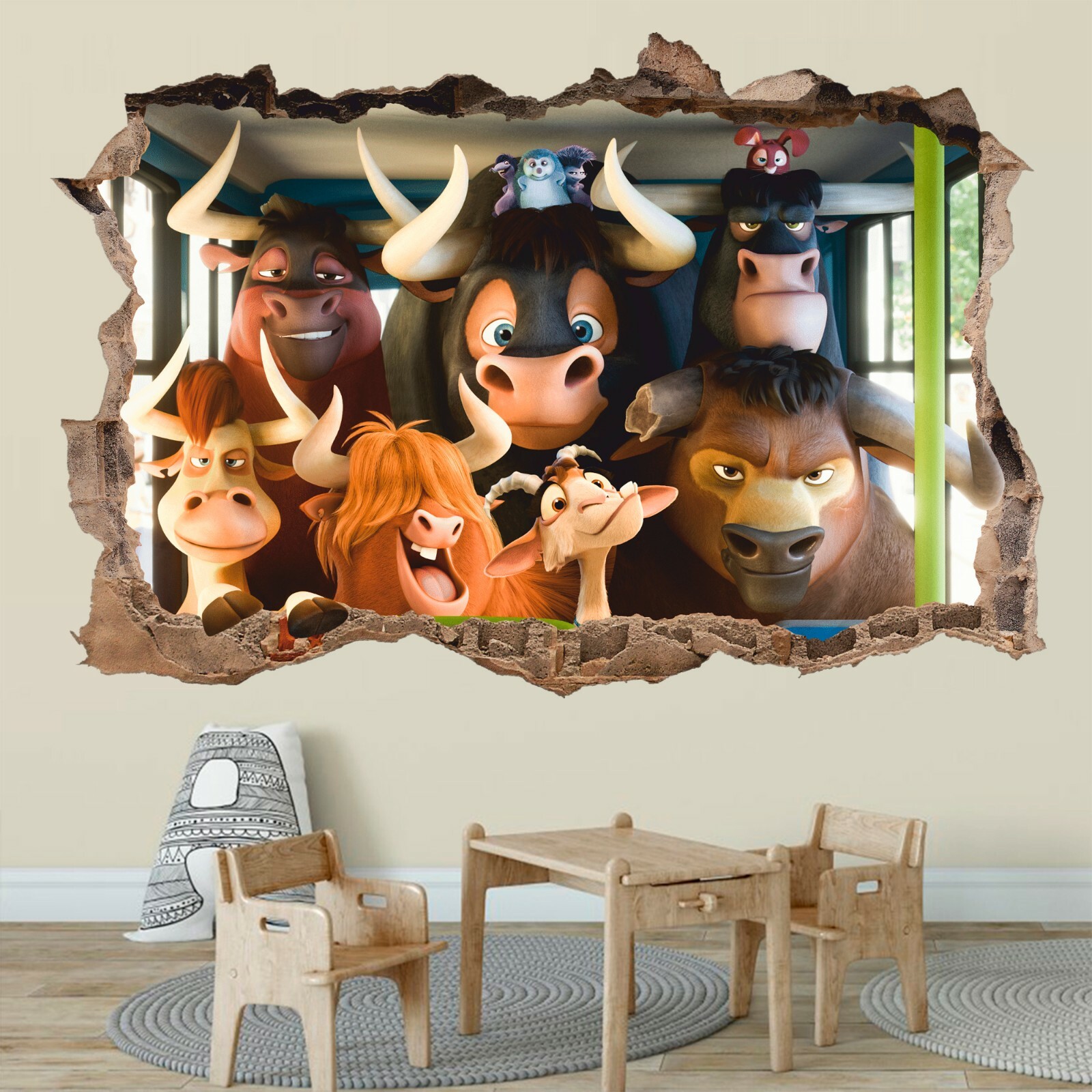 Ferdinand 3D Wall Decal, Ferdinand's Friends Wall Sticker, Decor