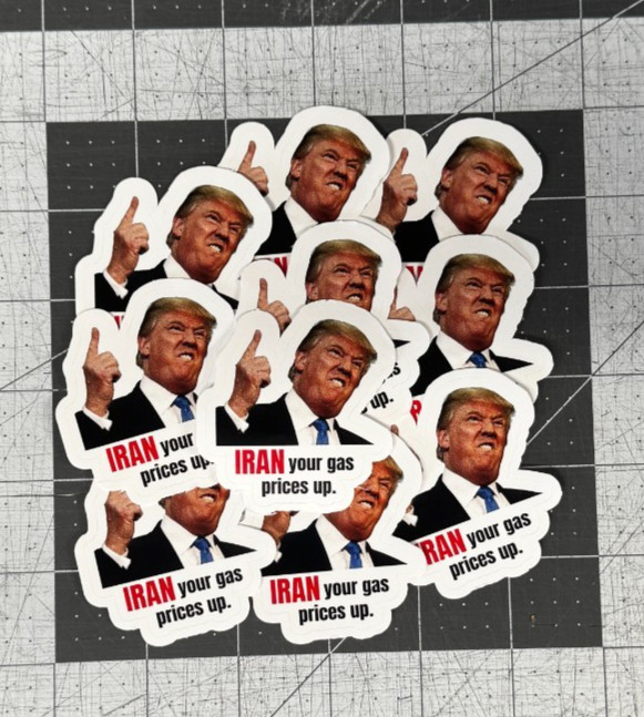 Trump “Iran Prices Up” Sticker 20 Pack Funny Gas Meme Political Decal 2"