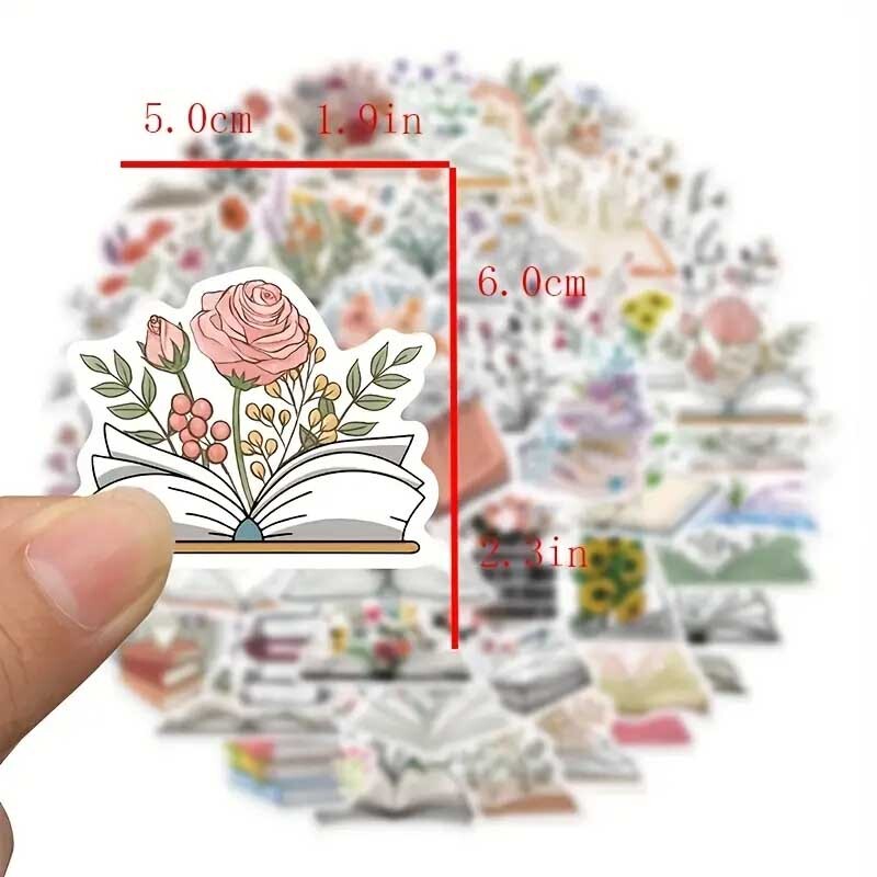 BOOKS w/Flowers Vinyl Stickers ~ I LOVE READING Read BOOK NERD Teacher LIBRARIAN