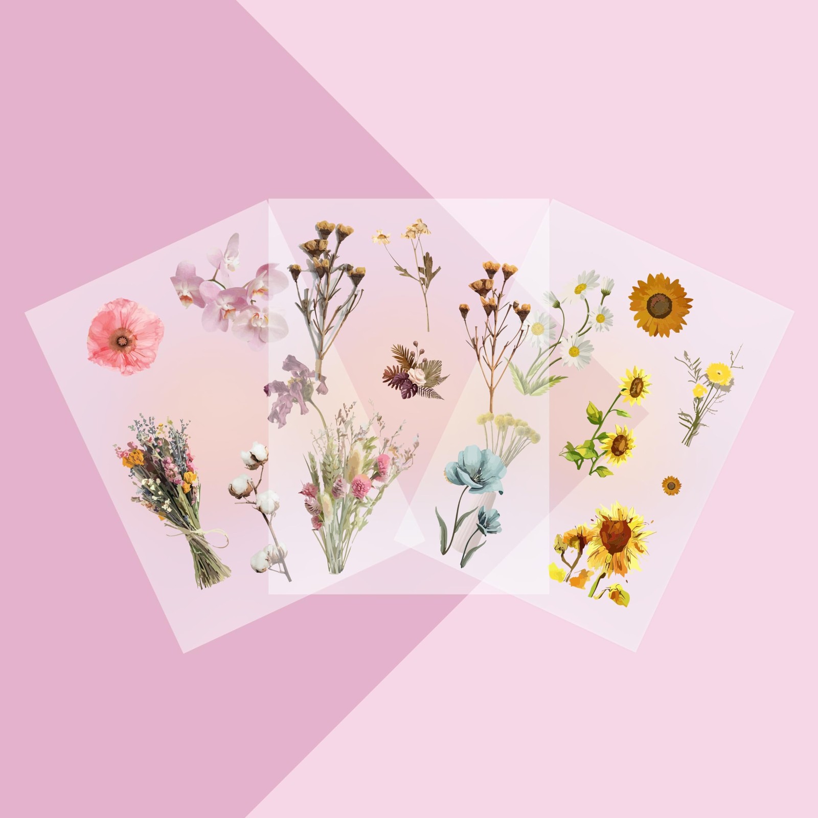 BulbaCraft Transparent Flower and Butterfly Stickers for