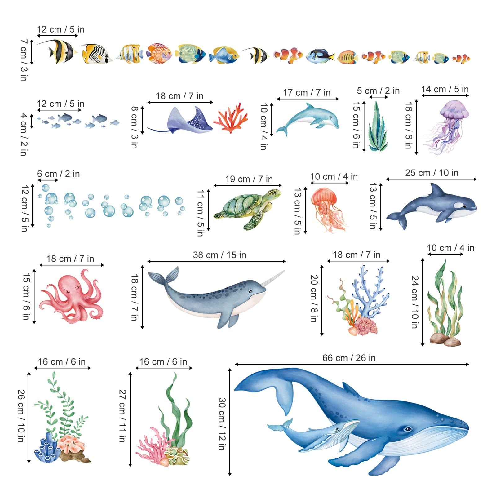 Under The Sea Wall Stickers Ocean Fish Whale Seaweed Peel and Stick Wall Art …