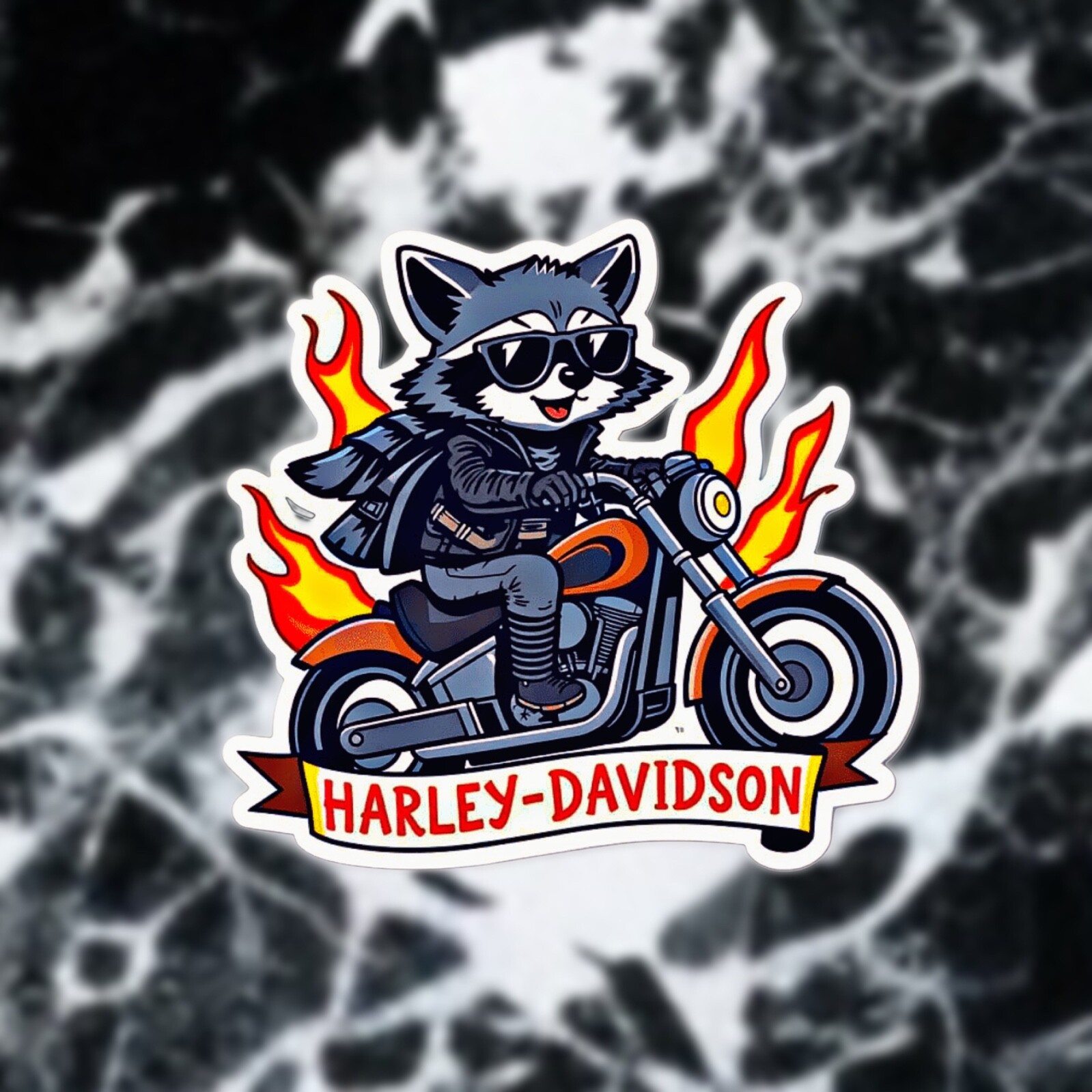 Harley Davidson Biker Raccoon Riding Motorcycle Sticker Decal Laptop Xbox Pc 3in