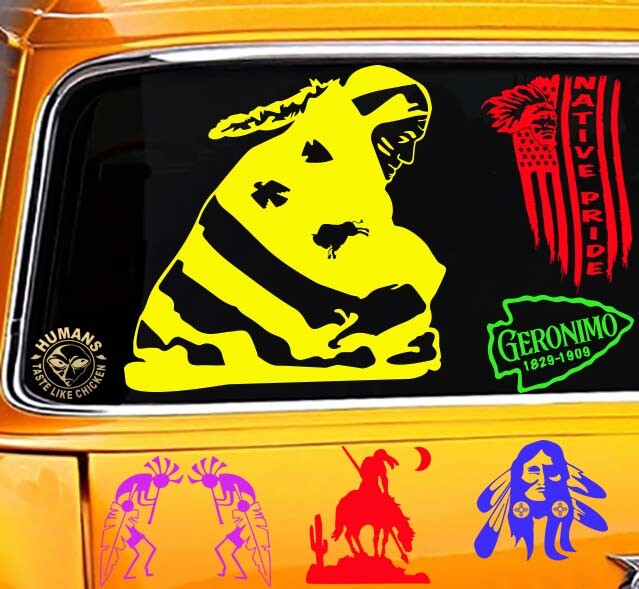Native American Man Wrapped in Blanket Navajo Hopi Zuni NM AZ Sticker Decal