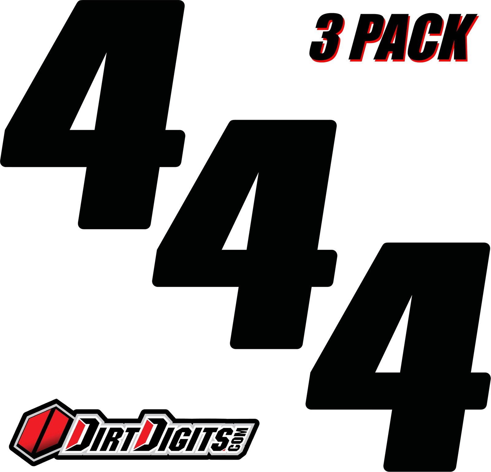 DD53B-4 Black 5.5" High-Gloss Precision Die Cut Vinyl Number 4 3 Pack