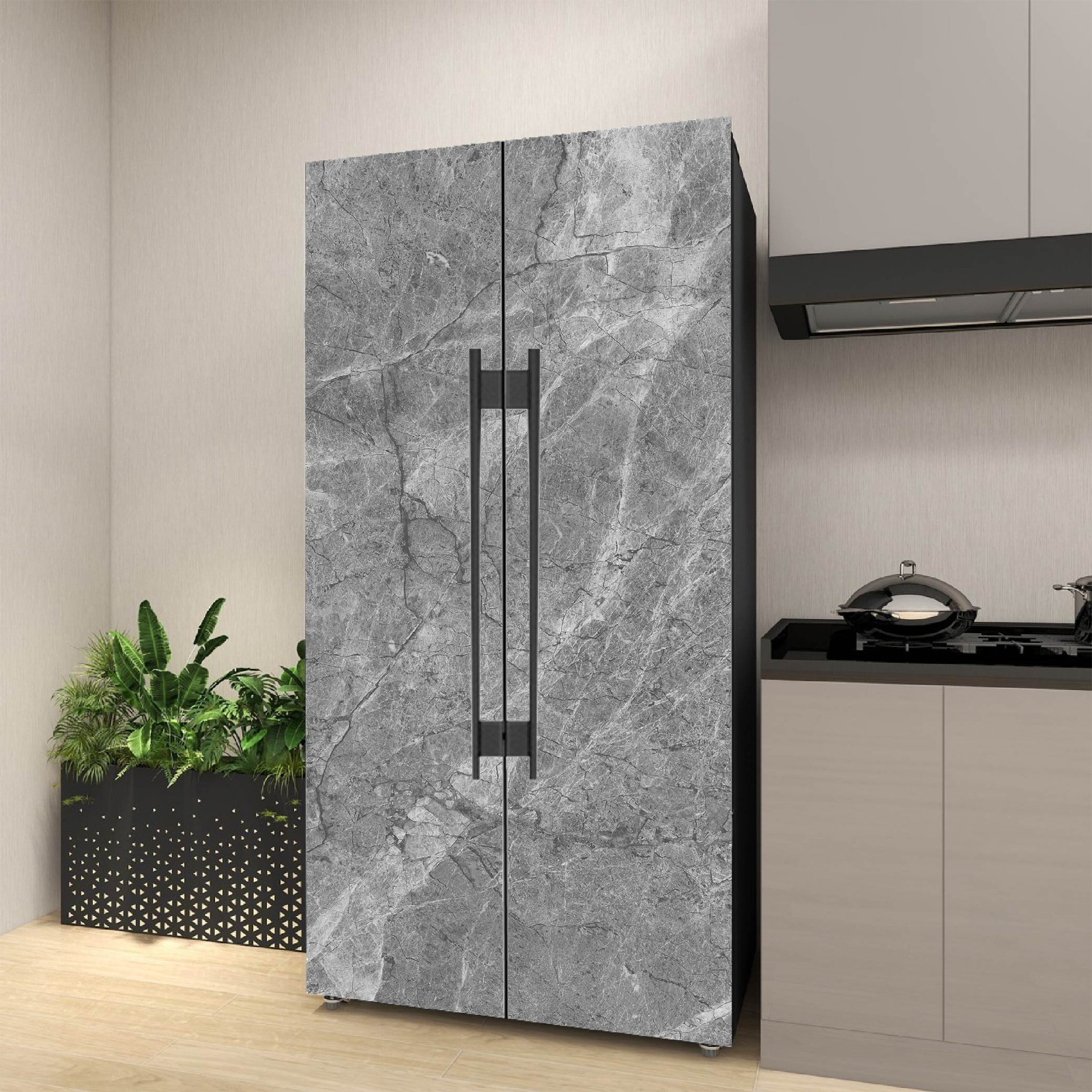 Marble Style Refrigerator Wrap Vinyl Peel & Stick Cover