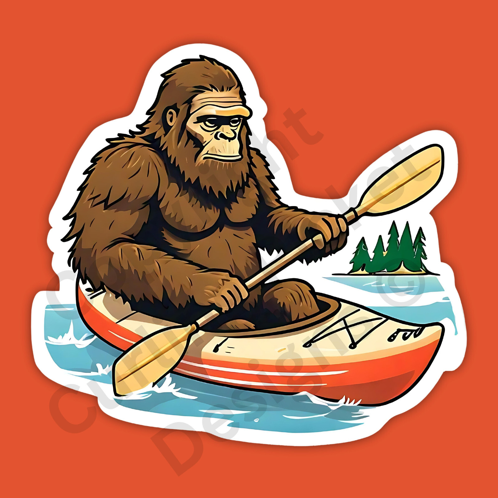 Bigfoot in a Kayak Sasquatch Funny 3" Vinyl Sticker