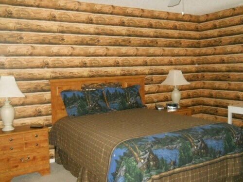 York Wallcoverings CH7977 Lake Forest Lodge Mountain Logs Wallpaper, Light Brown