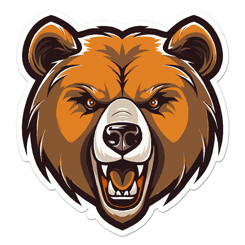 Grizzly Bear Head, Vinyl Decal Sticker, Indoor Outdoor, 3 Sizes, #11300