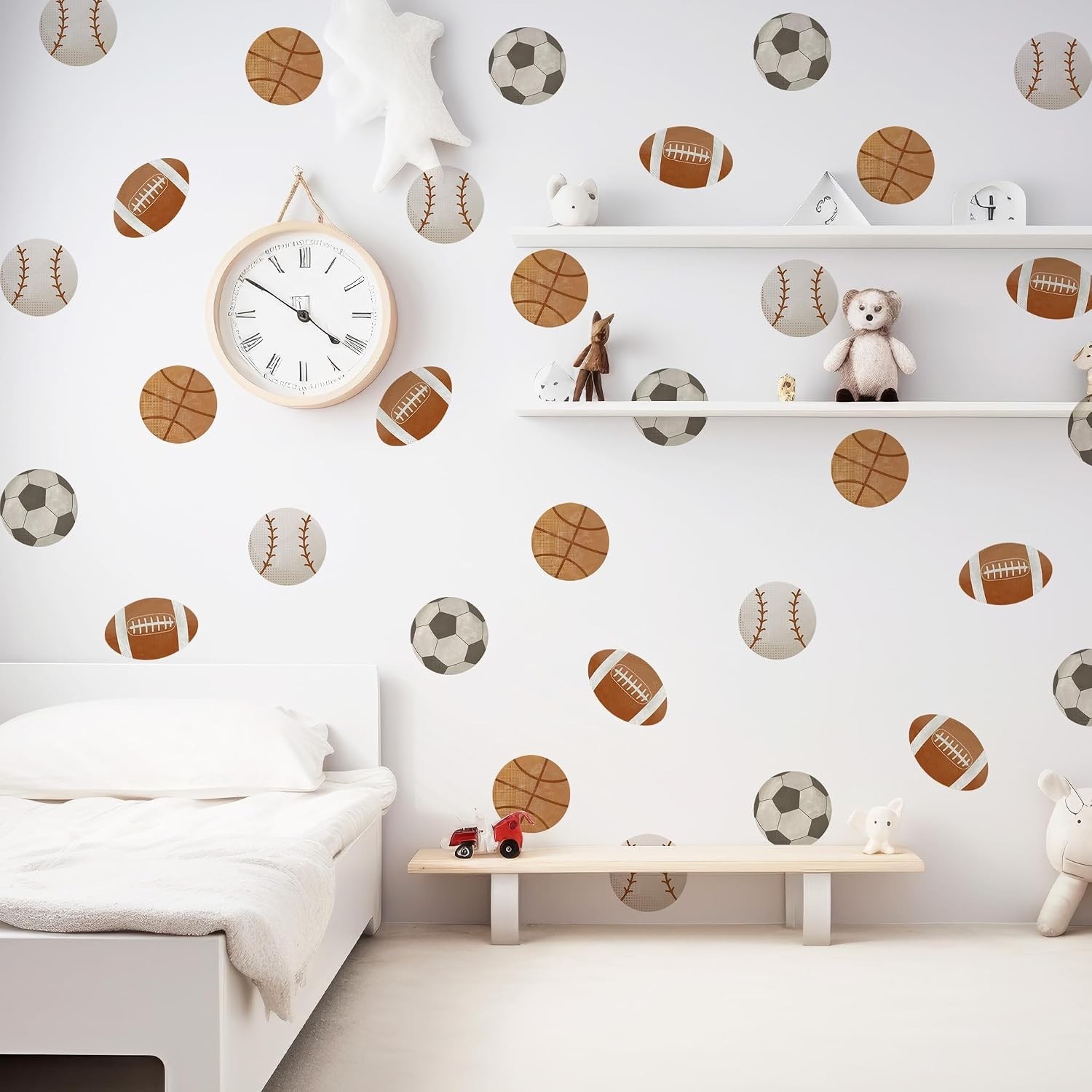 Sports Balls Wall Decal Football Basketball Soccer Rugby Baseball Kids Room D…
